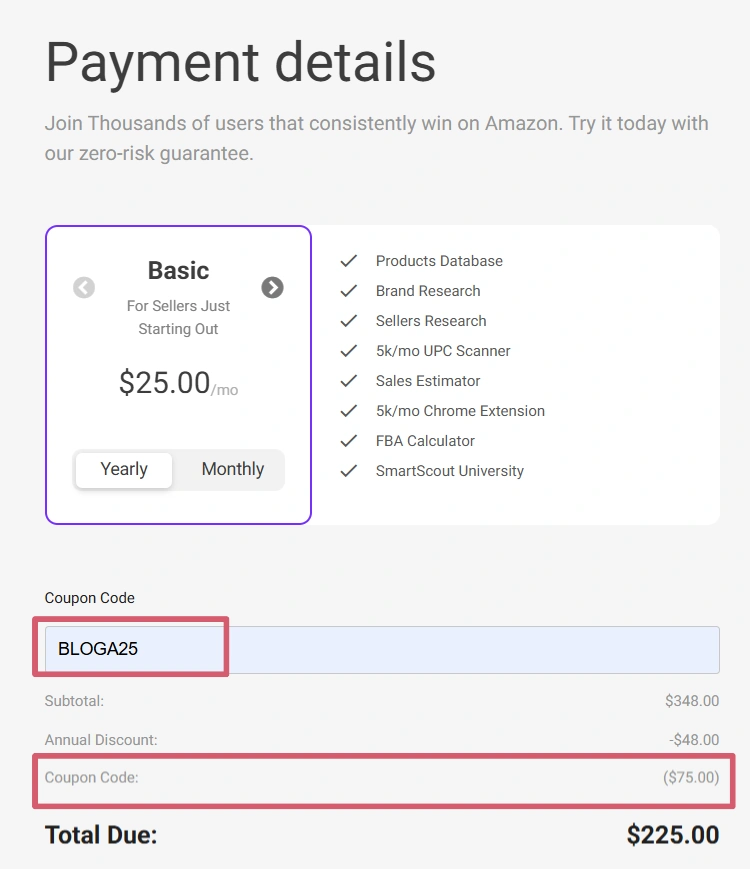 SmartScout Pricing-Basic Plan Coupon