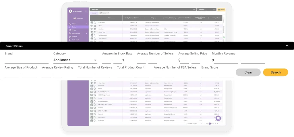 Brand Discovery and Filter Configuration in SmartScout