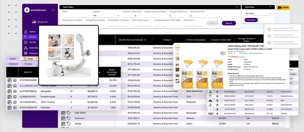 Smartscout brand and subcategory filter