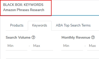 Helium 10 BlackBox Keywords