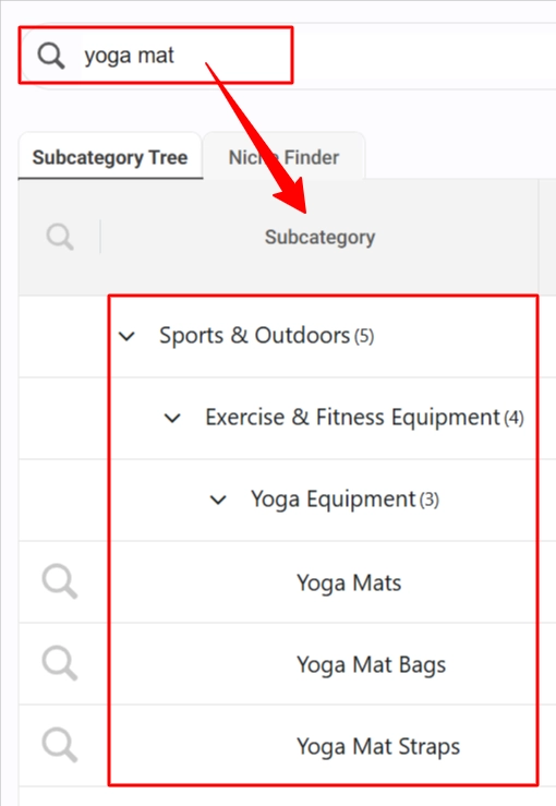 Using SmartScout Subcategories Tool to Find Category Relevance